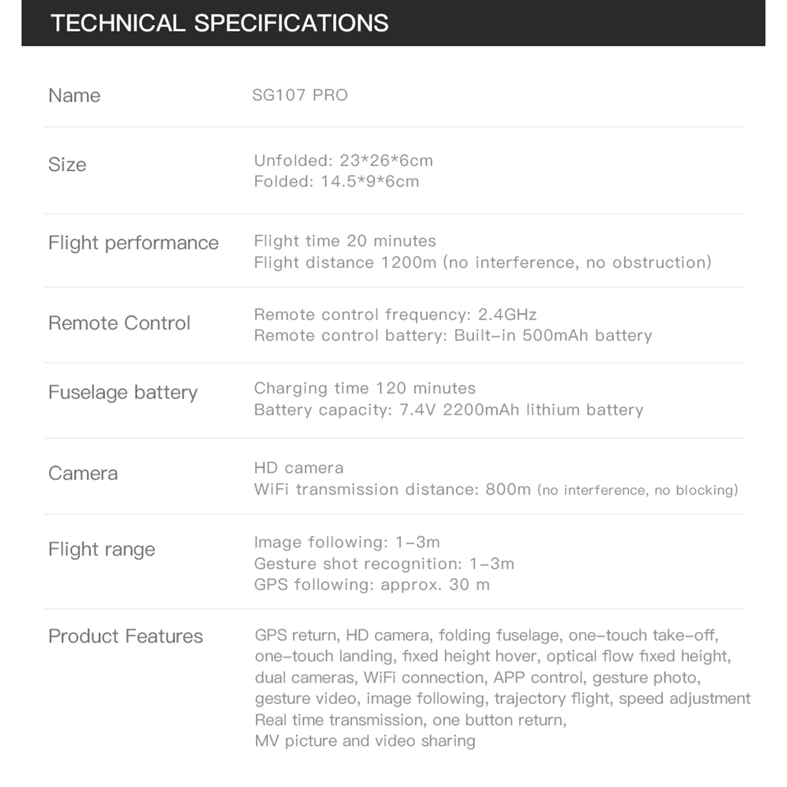 ZLL SG107 Pro Drone - GPS 4K HD Dual Camera FPV Brushless Motor RC Quadcopters 1200m Remote Control Distance for Boys Adults 39 ZLL SG107 Pro Drone, SG107 PRO Folded: 14.5*9*6