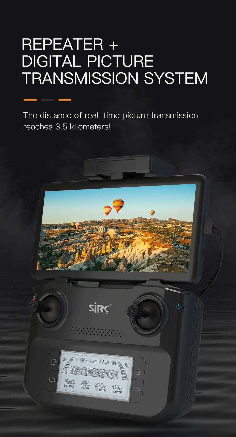 SJRC F5S PRO Drone, Real-time 4K transmission up to 3km with foldable drone, stabilized camera, and advanced features.