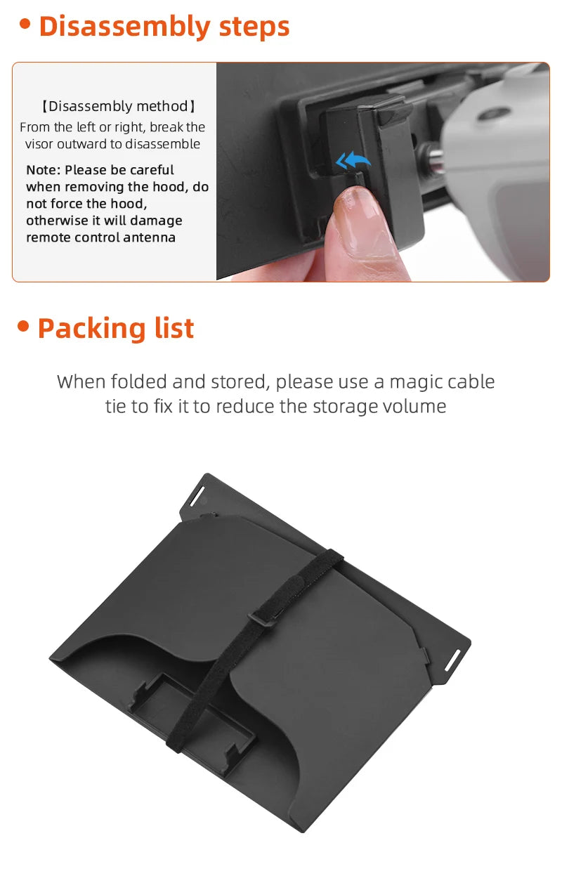 Phone Sun Shade for DJI MINI 3 PRO/MAVIC 3/MAVIC AIR 2/2S/MINI 2 Remote Controller Sunshade Hood Drone RC-N1 Accessories 17 disassembly steps: from the left or right; break the visor out