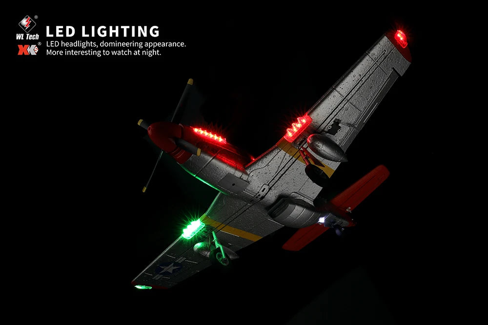 WLtoys A280 Brushless Motor RC Airplane, WL Tech LED LIGHTING LED headlights, domineering appearance: 