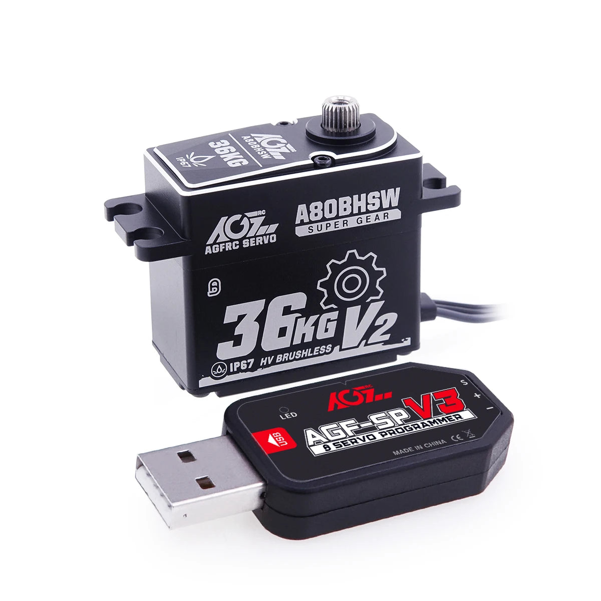 AGFRC A80BHSW V2 - 36KG Waterproof  High Torque Hi-Speed Brushless RC Steering Servo Motor For 1/10 Off Road RC Car Truck Airplane