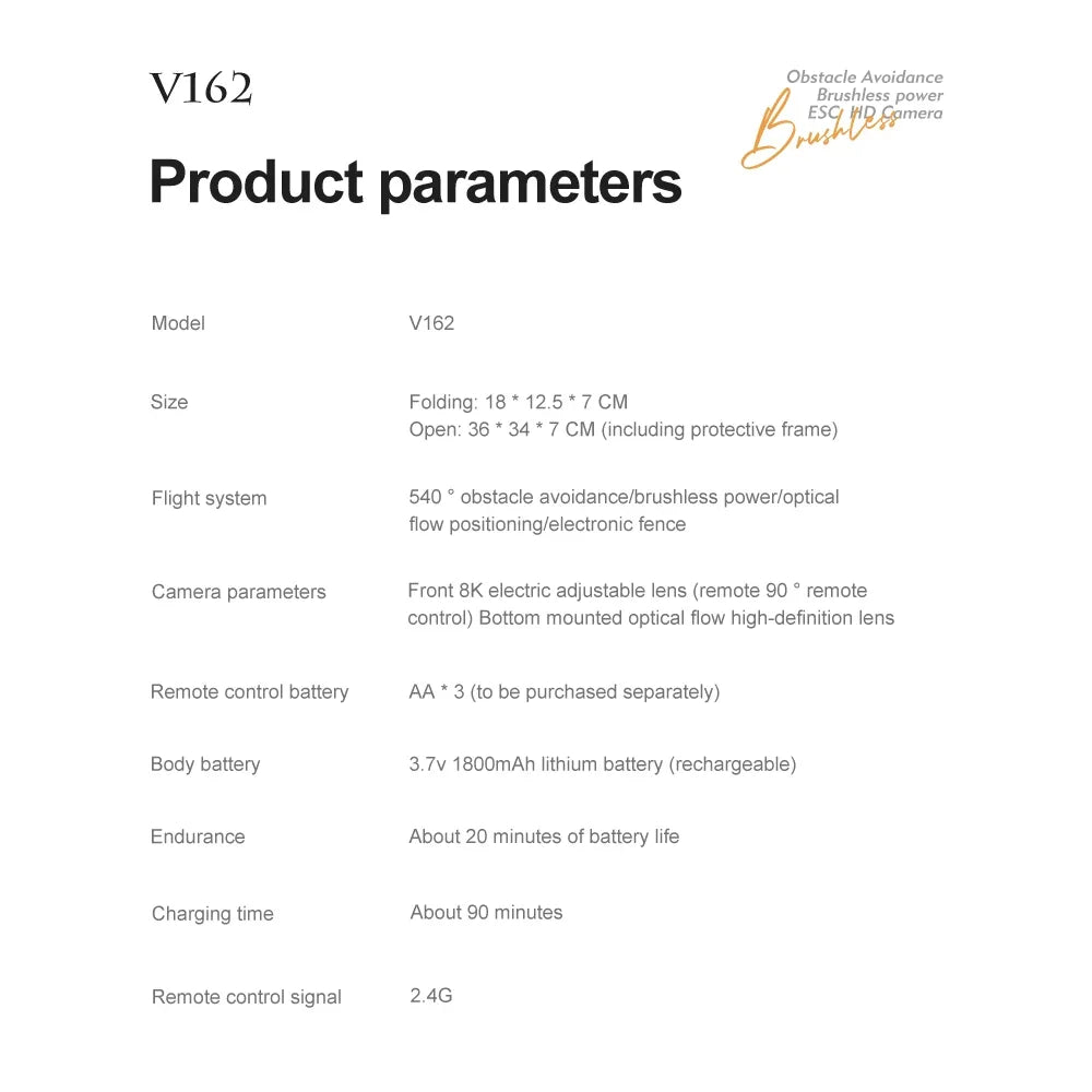 V162 Drone, Obstacle Avoidance V162 Brushless power ES4WPCamera