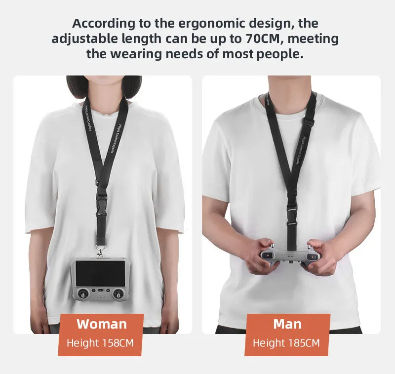 Lanyard Neck Strap for DJI Mini 3 Pro, according to the ergonomic design, the adjustable length can be up to 7OCM, meeting the