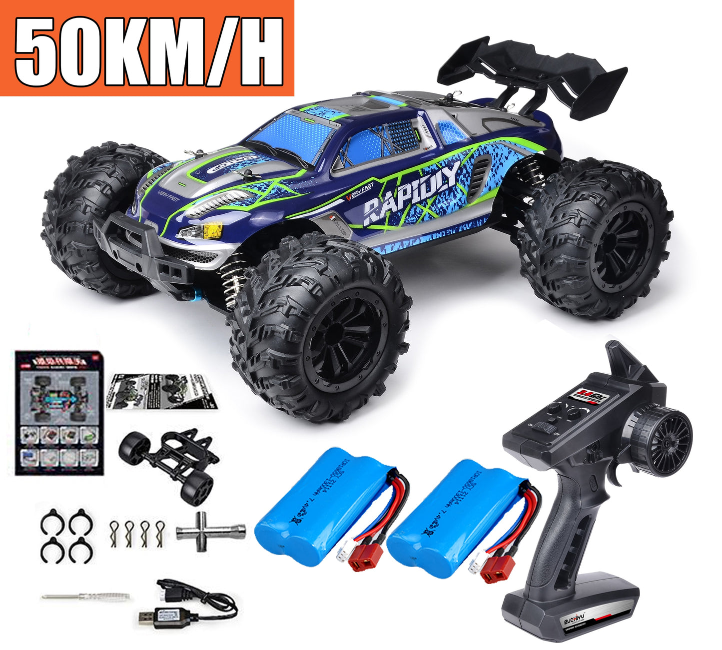 Rc Car Off Road 4x4 High Speed 75KM/H Remote Control Car - With LED Headlight Brushless 4WD 1/16 Monster Truck Toys For Boys Gift