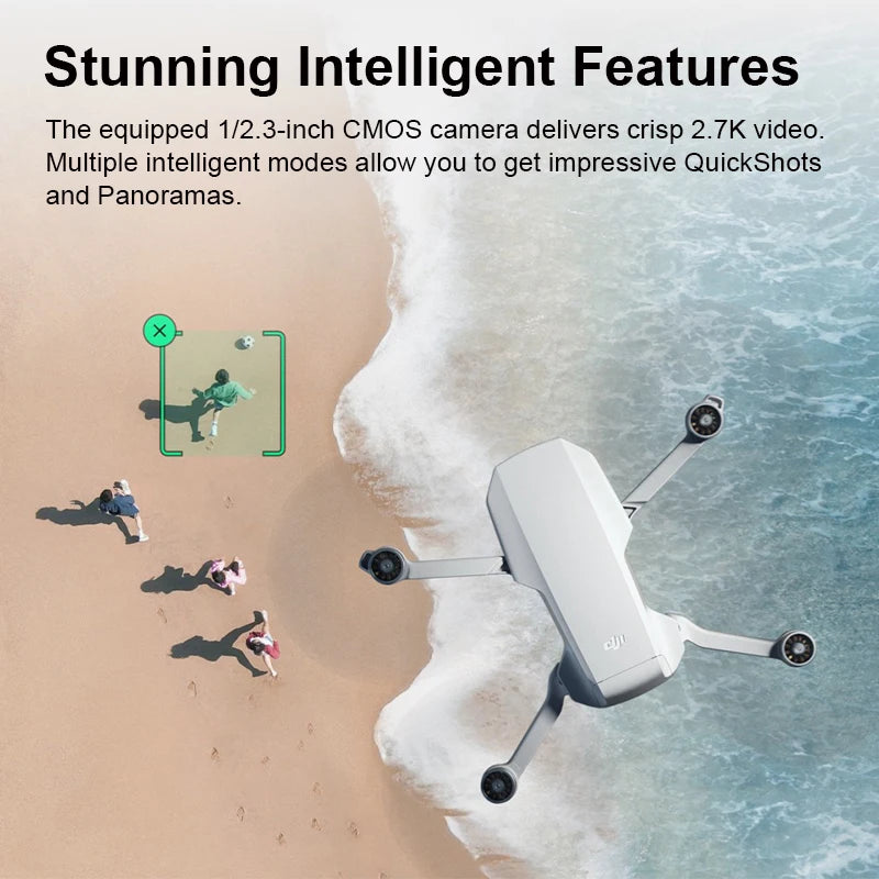 DJI Mini 2 SE, Intelligent Features The equipped 1/2.3-inch CMOS camera delivers crisp 2.7K video