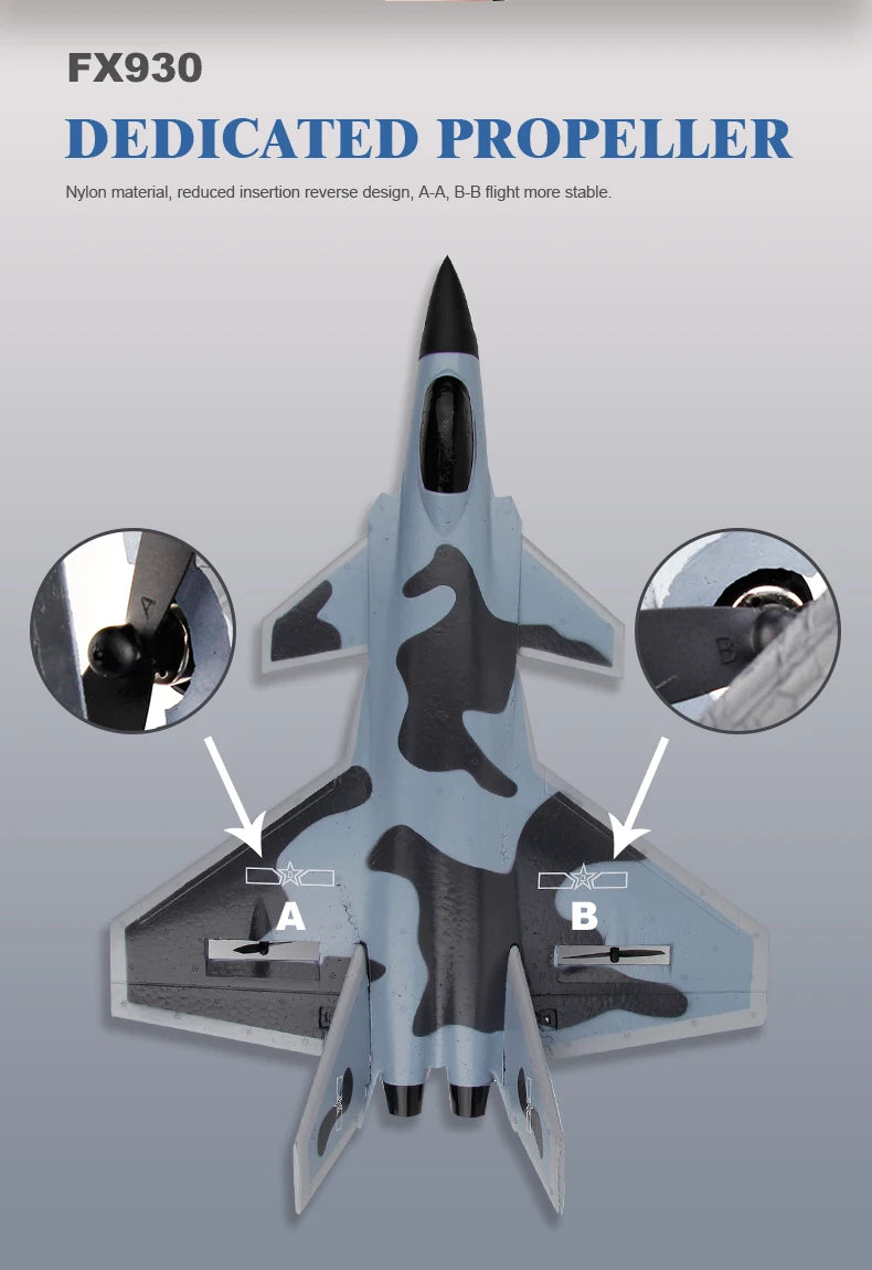 FX930 EPP Foam, FX930 DEDICATED PROPELLER Nylon material, reduced insertion