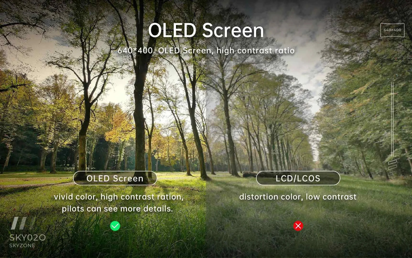 SKYZONE SKY02O FPV Goggles - OLED 5.8Ghz SteadyView Diversity RX Built DVR HD AVIN/OUT RC Racing FPV Camera Googles Drone 13 SKYZONE SKY02O FPV Goggle, OLED Screen 640*400 640 400 LCDILCOS vivid color, high contrast