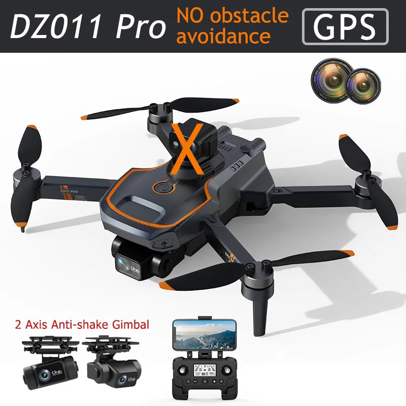 ZD011 PRO Drone has a 5km range, shoots 4K video with an anti-shake gimbal, and features WiFi and GPS for easy control.