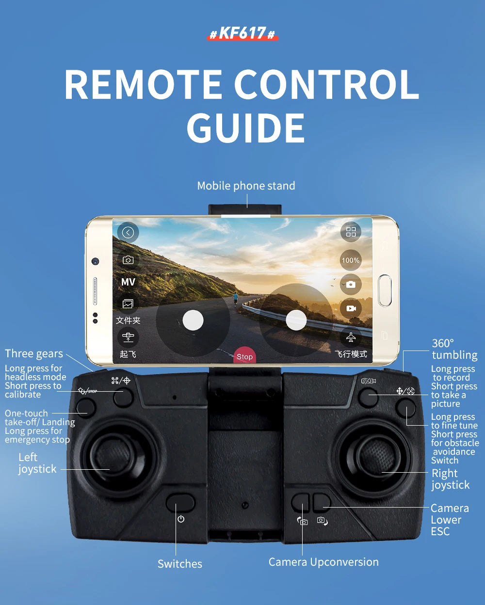 KF617 Pro Mini Drone, #kf617 # remote control guide mobile phone stand 00