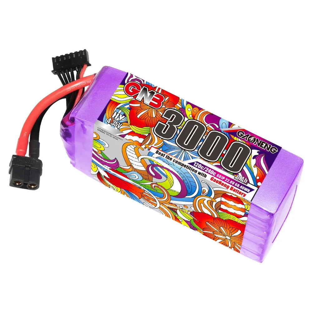 High-performance LiPo drone battery with 22.8V, 3000mAh and 120C/240C capacity for demanding applications.