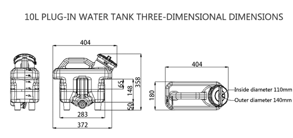 The Dreameagle X410Z 4-axis 10L agricultural spraying drone frame kit features a plug-in water tank with dimensions 404x404x83mm, weighing 283-372g.