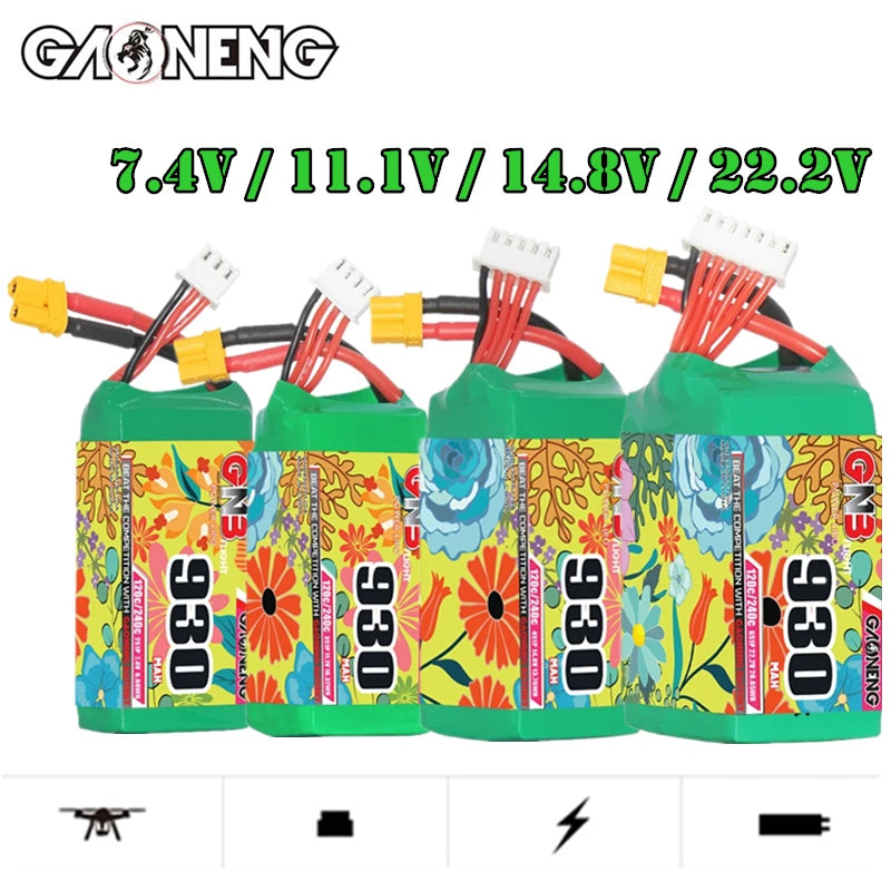 GaoNeng GNB 2S/3S/4S/6S 930mAh 120C/240C Lipo Battery For FPV Drone With XT30 Plug Battery