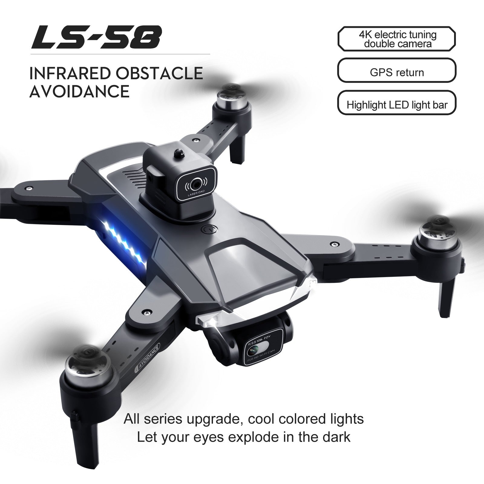 LS58 Drone, Ls-5q 4K electric tuning double camera INFRARED