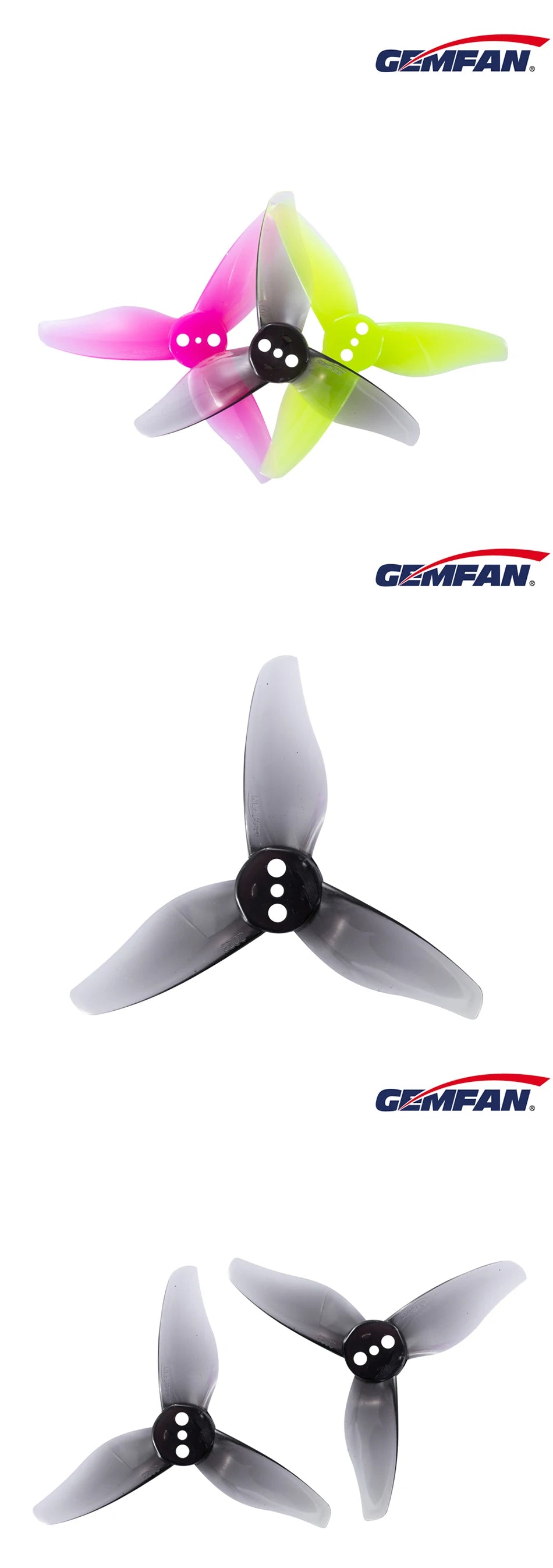 8/12/16Pairs GEMFAN 2023 2x2.3 3-Blade Propeller, Adaptive Motor: 1105-1108 Motor Recommend Motor: 1106