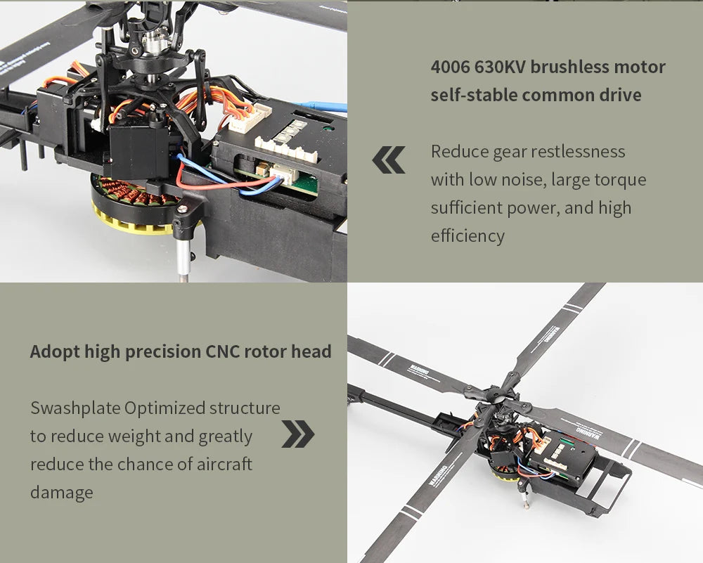 Eachine E200  RC Helicopter, high precision CNC rotor head Swashplate Optimized structure to reduce weight .