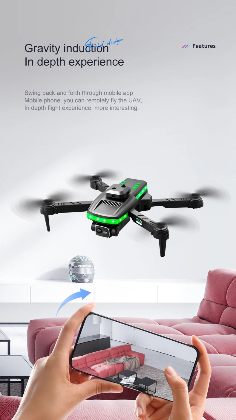 S160 Mini Drone - 4K HD Camera Four-sided Obstacle Avoidance Air Pressure Fixed Height Professional Foldable Quadcopter Toys 31 S160 Mini Drone, gravity features swing back and forth through mobile app, you can remotely fly