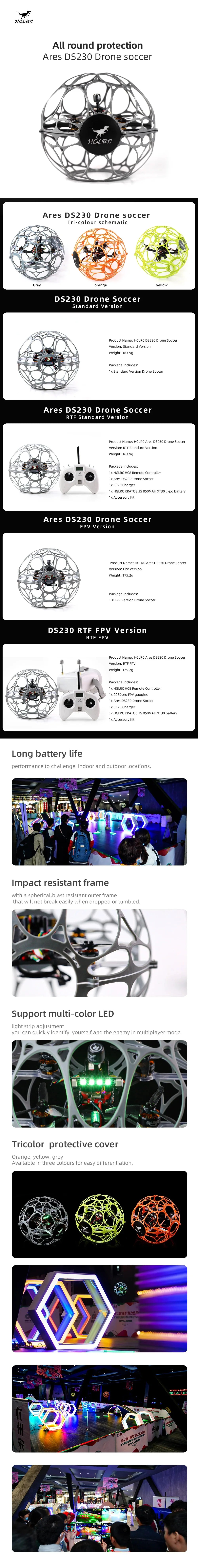 HGLRC DS230 Drone Soccer Standard Version - F722 3inch 1404 4800KV For RC FPV Quadcopter Freestyle Drone Education Child Toys Gift 8 HGLRC DS230 Drone Soccer Standard Version, HGLRC DS230 Drone, ares DS230 Drone soccer FPV Vers Package Ir XFPV