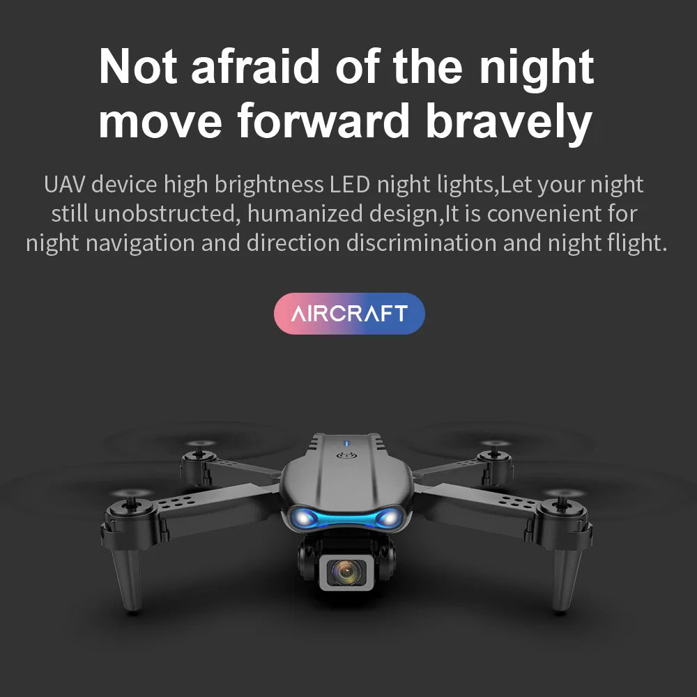 E99 Pro Drone With HD Camera - 4K Dual Camera 25 Minutes 200M Distance Headless Model Night Flying WIFI Foldable Drone 37 E99 Pro Drone With HD Camera, E99 Pro Drone, uav device high brightness led night lights,let your night