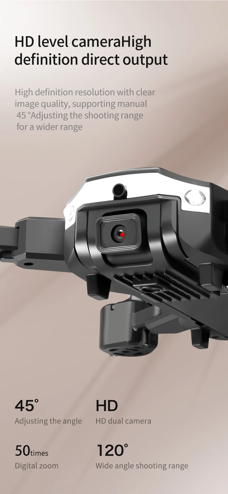 T6 Drone, Adjusting the shooting range for a wider range 45 HD Dual camera 5Otimes 12