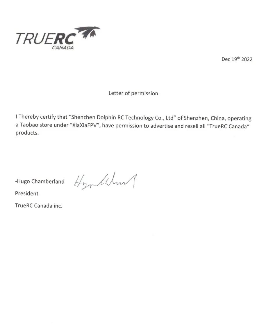 1.2GHz 2000mW 1600mW VTX / VRX-1G3-V2, certify that "Shenzhen Dolphin RC Technology Co , Ltd" have permission