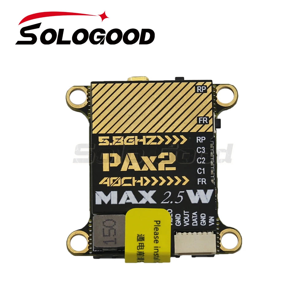 SoloGood 5.8G MAX 2.5W 40CH VTX, leveres med selvtestfunktion, s du hurtigt