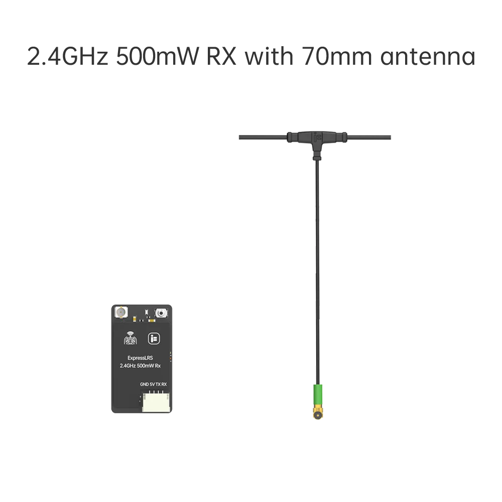 iFlight ELRS 500mW Receiver, High-performance 900MHz/2.4GHz receiver for FPV drones with 500mW transmission range.