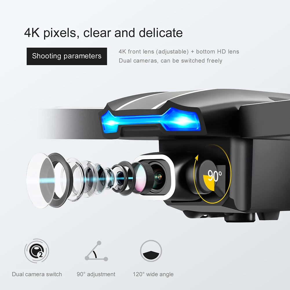 YLRC S65 Drone - 4K HD Camera WiFi Headless Mode 2.4GHz Foldable Quadcopter Toys Real-time transmission Helicopter Toys 37 YLRC S65 Drone, ajue dual camera switch 90" adjustment 1208 wide angle