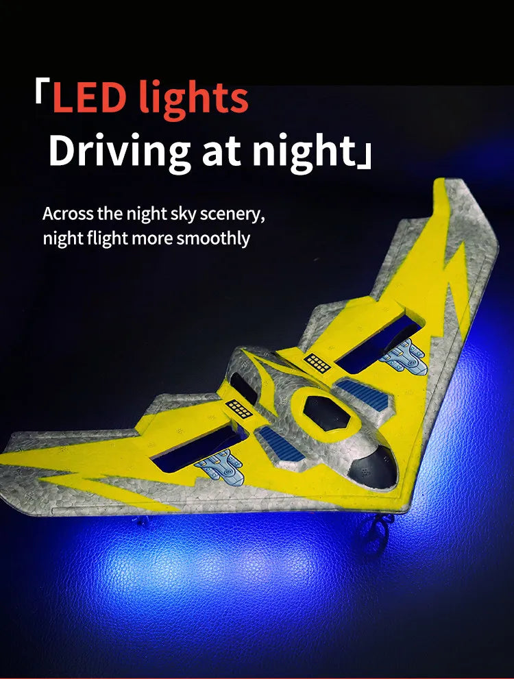 TLED lights Driving at nightj Across the night sky scenery, night flight more