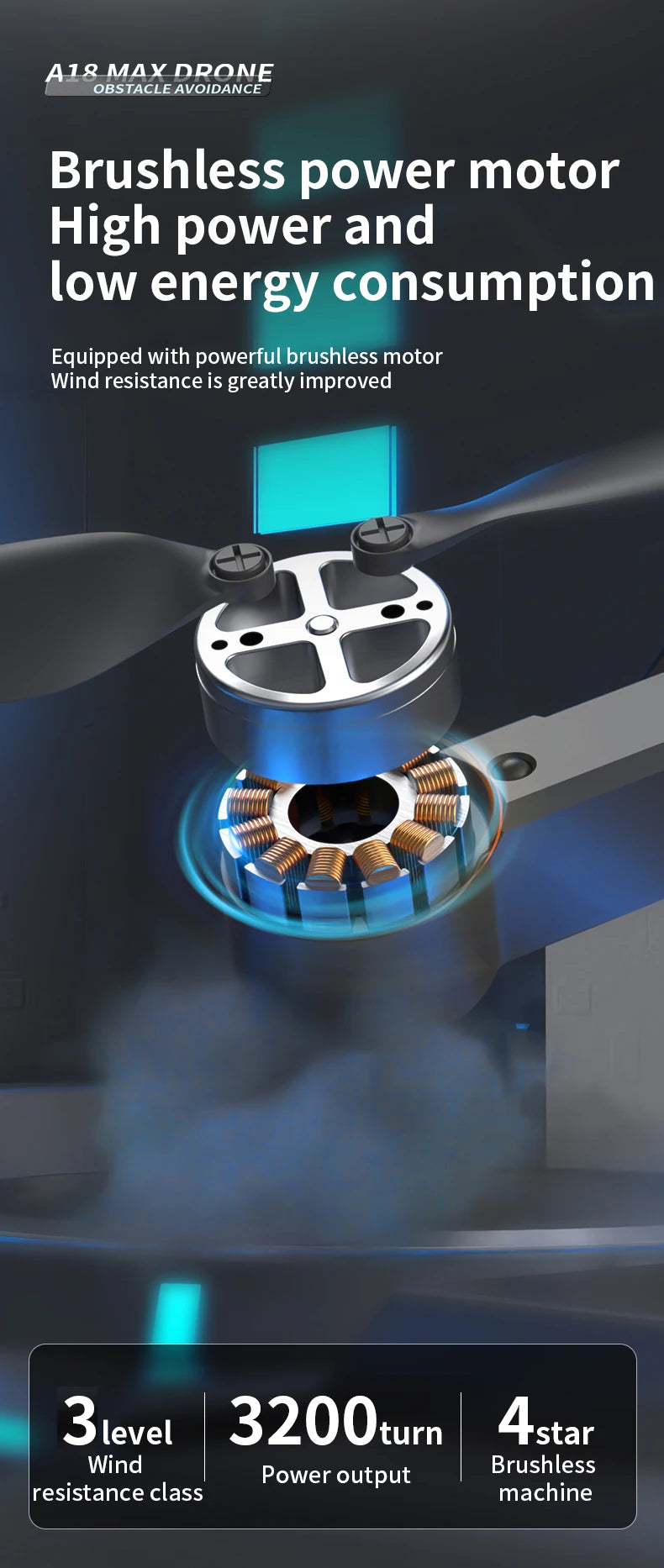 A18 MAX Drone - 4K HD Camera Brushless Motor FPV Aerial UAV Flow Positioning Obstacle Avoidance with Breathing Light RC Quadcopter 17 A18 MAX Drone, a1& maxdrone obstacle avoidance brushless power motor