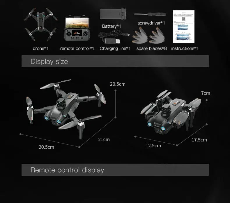 AE6 Max Drone, screwdriver*1 battery*1 drone*1 remote control*1 spare blades*