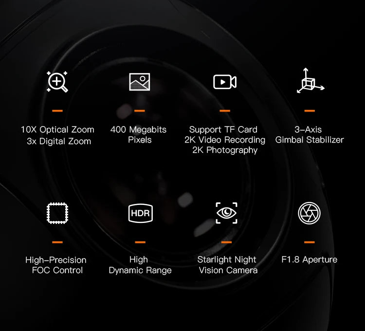 1OX Optical Zoom 400 Megabits Support TF Card 3-Axis