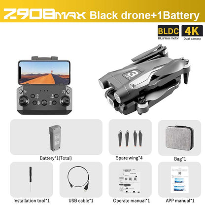 Z908 MAX Drone, ZFOEnAX Black drone+1Battery IBLDC