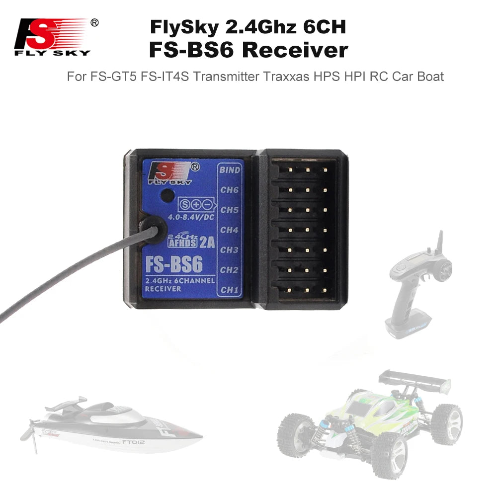 FlySky FS-BS6 2.4Ghz 6CH Receiver - AFHDS2 for FlySky FS-GT5 FS-IT4S Transmitter RC Car Boat 9 FlySky FS-BS6 2.4Ghz 6CH Receiver, FlySky 2.4Ghz 6CH Fly Sk7 FS-BS6 Receive