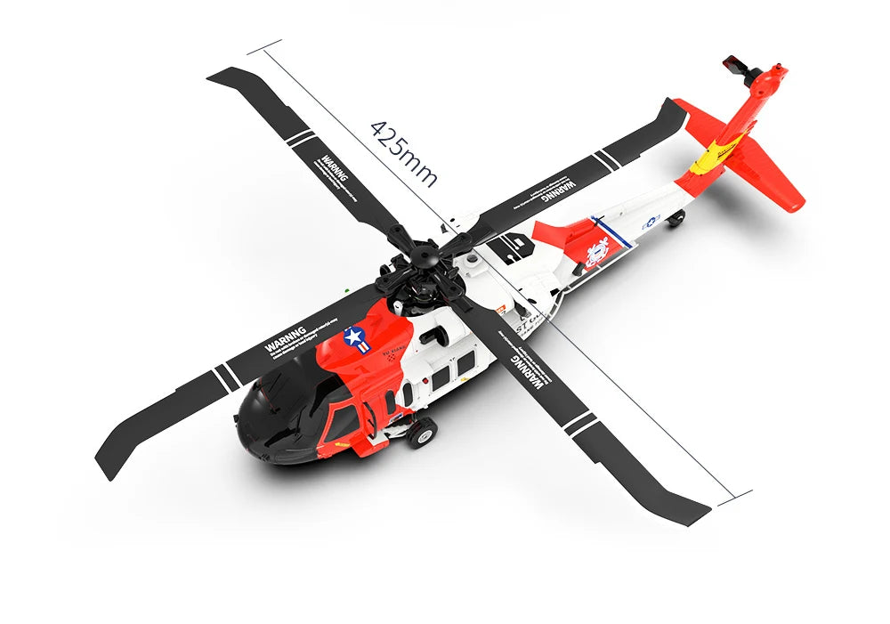 YXZNRC F09-S Flybarless RC Helicopter, large 4.3g metal digital steering gear is used . high torque response, fast precision,