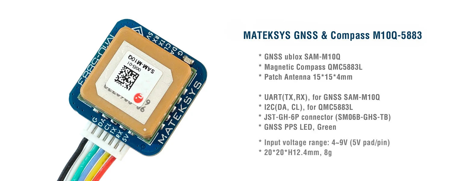 MATEK M10Q-5883 - Mateksys GPS, MATEKSYS GNSS & Compass M1OQ-5883 +