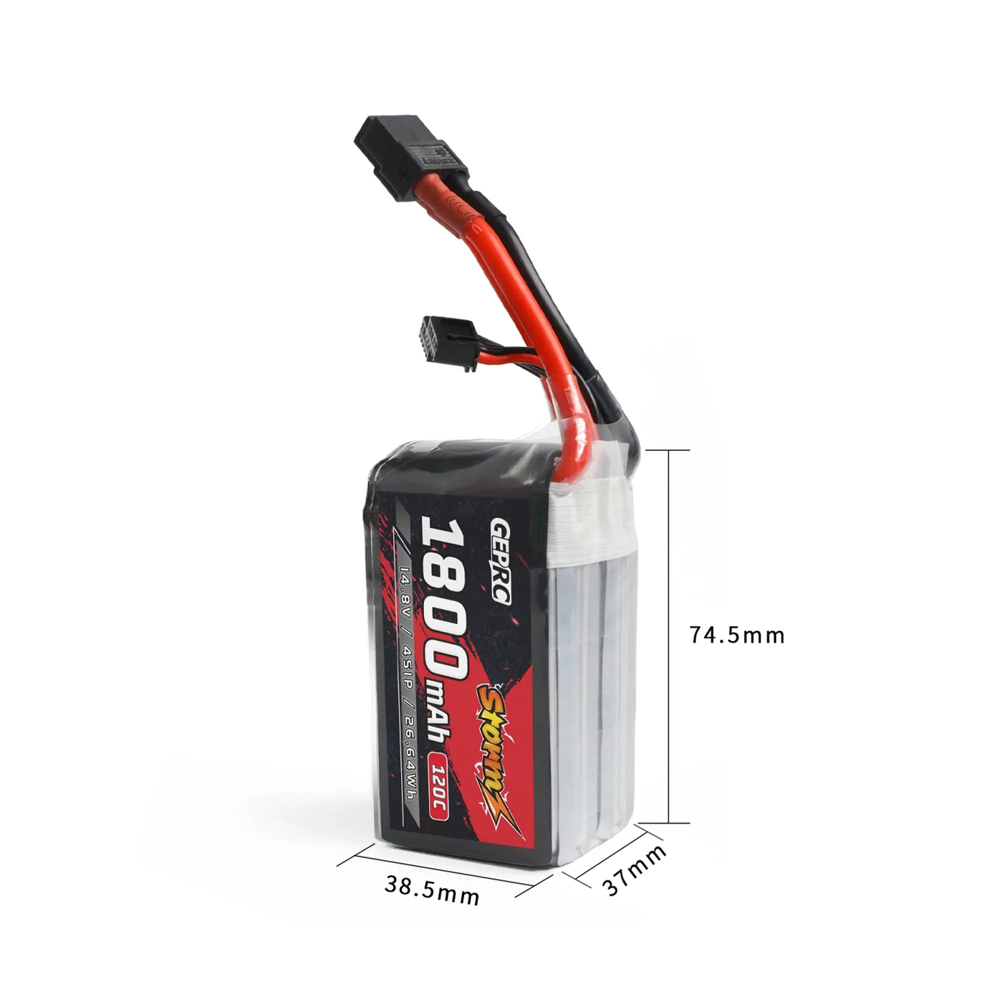 GEPRC Storm 4S 1800mAh 120C Lipo Battery, GEPRC Storm battery uses safe and stable cell formula, superb pairing process, flat appearance,