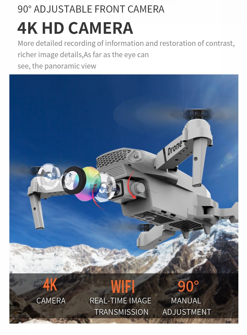 2024 NEW Drone, panoramic view 4k wifi 908 camera real-time image manual transmission