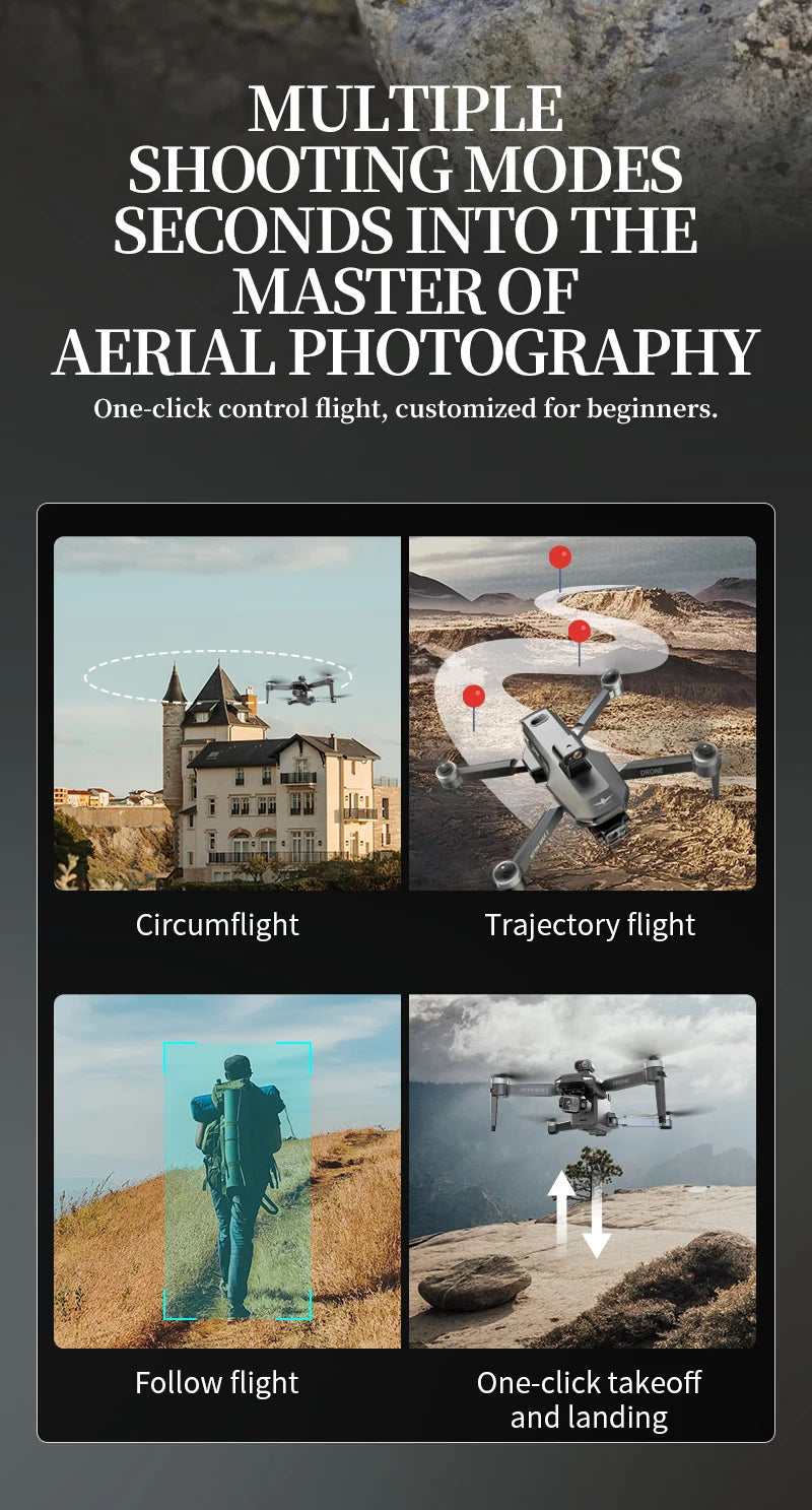 KF104 MAX2 Drone, Aerial photography made easy with one-click controls and various shooting modes for beginners.
