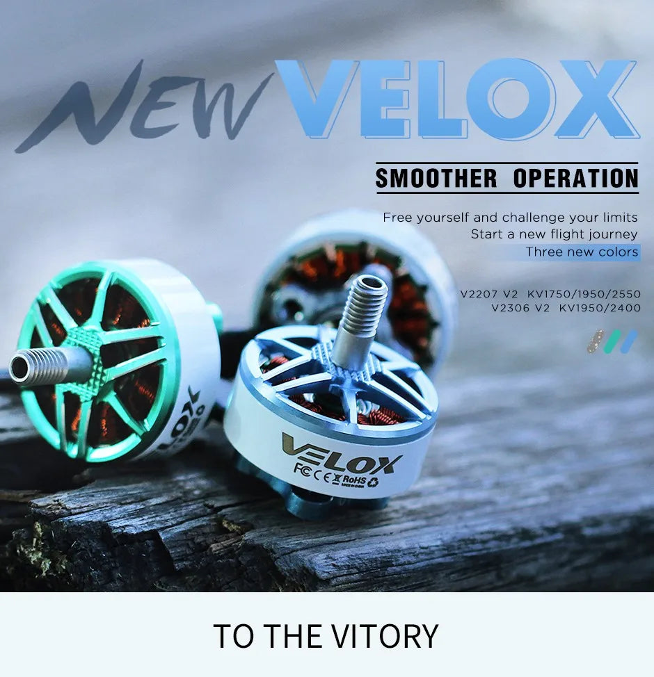 T-Motor Velox V2207 V2 - 1750KV 1950KV 5-6S / 2550KV 4S Brushless Motor for FPV Racing Drone Quadcopter Freestyle RC Parts 7 T-Motor, new lox SMOOTHER OPERATION Free yourself and challenge your limits .