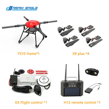 Dreameagle YS10 Transport Drone, A drone frame for industrial use, featuring a 10kg payload capacity and Hobbywing X9 Plus JIYI KX flight controller.