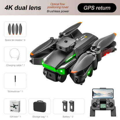 The RG606 Max Drone has features like optical flow, 4K dual lens, positioning, hover, GPS, and comes with accessories for use.