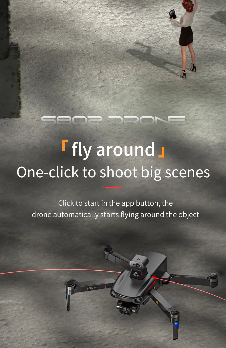2024 New S802 GPS Drone, the drone automatically starts flying around the object 045 big Sc0z