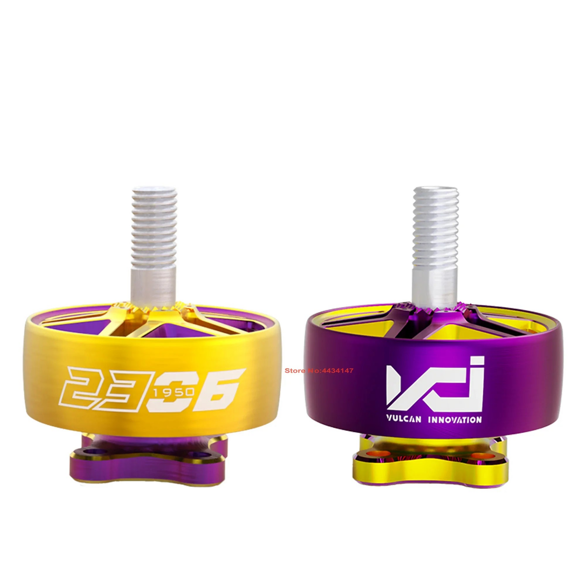 VCI HOBBY TITAN 2306 1950KV brushless motor for 5-inch FPV racing drone, purple and gold.