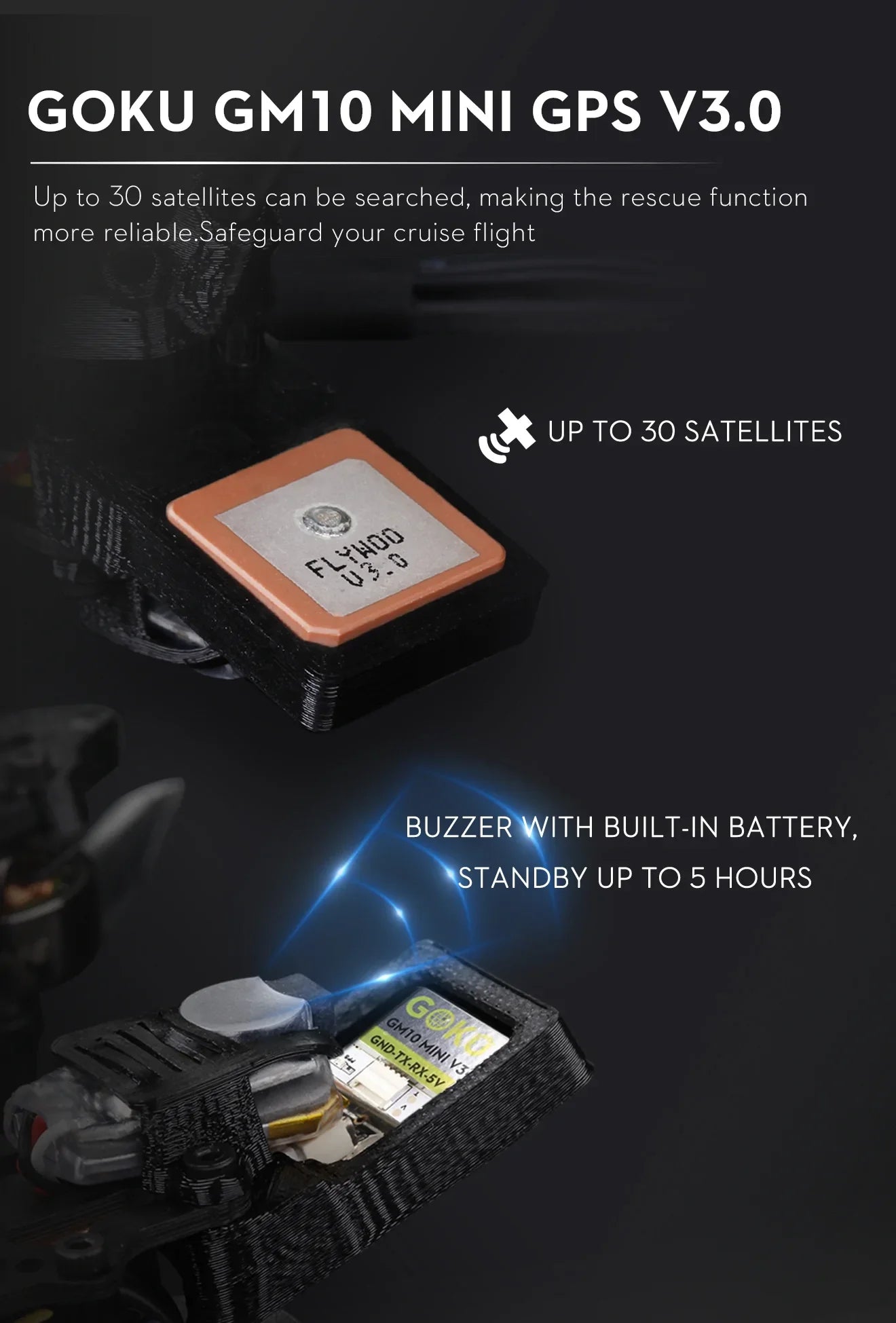 GOKU GMIO MINI GPS V3.0 Up to 30 satellites can be searched