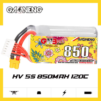 GNB 5S 19.0V 850mAh 120C/240C Lipo Drone Battery With XT30.