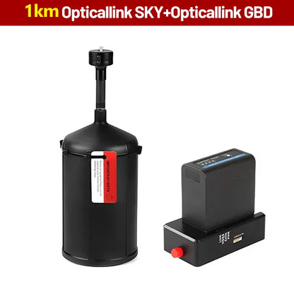 SKY+GBD 1km optical link with TTL/S.BUS, anti-interference, single-mode support for 0–20km range.