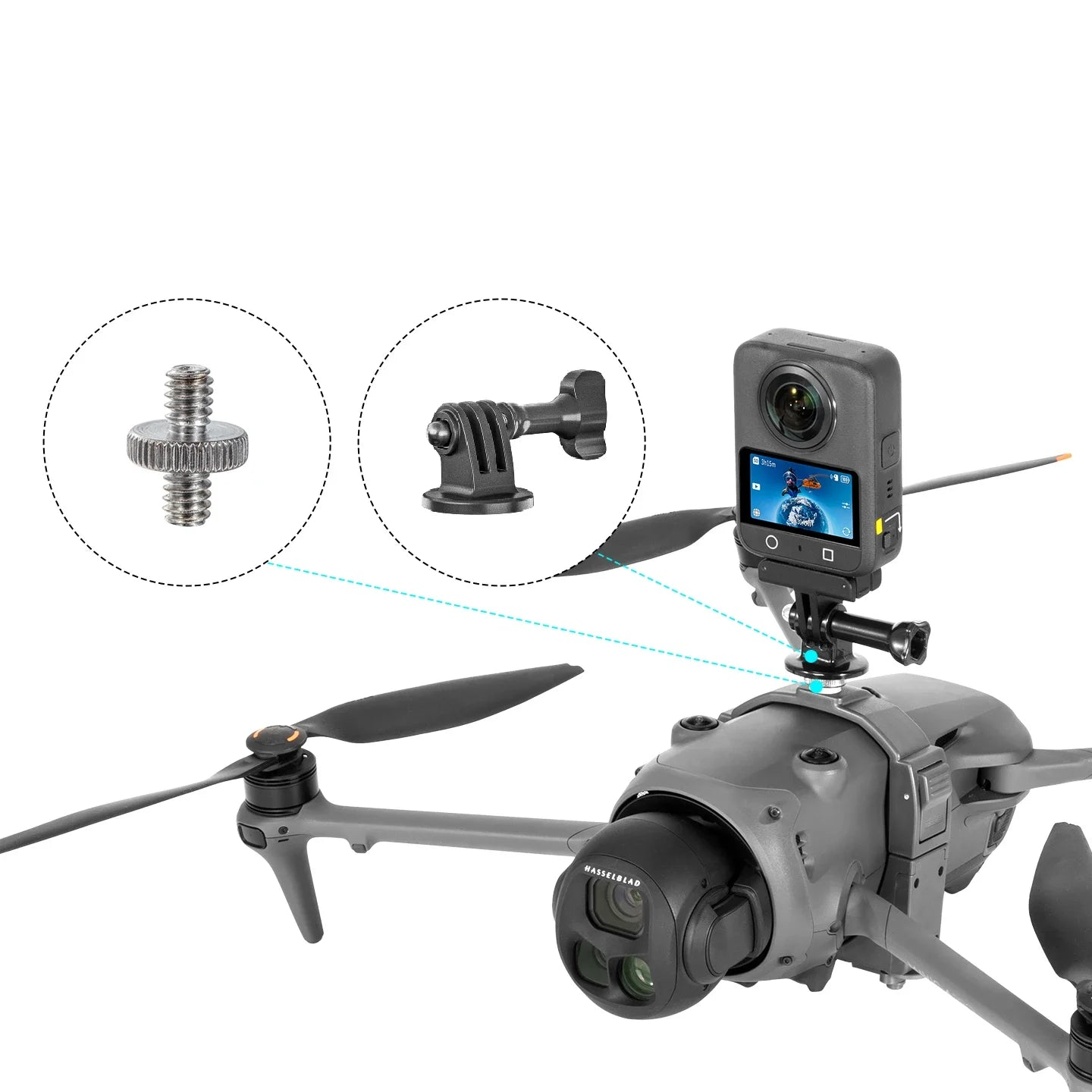 STARTRC Osmo 360 Expansion Fixed Bracket Drone Mount Bracket for DJI Mavic 3/4 Pro, Air 3/3S, Avata 2, 1/4 Screw + GoPro Adapter