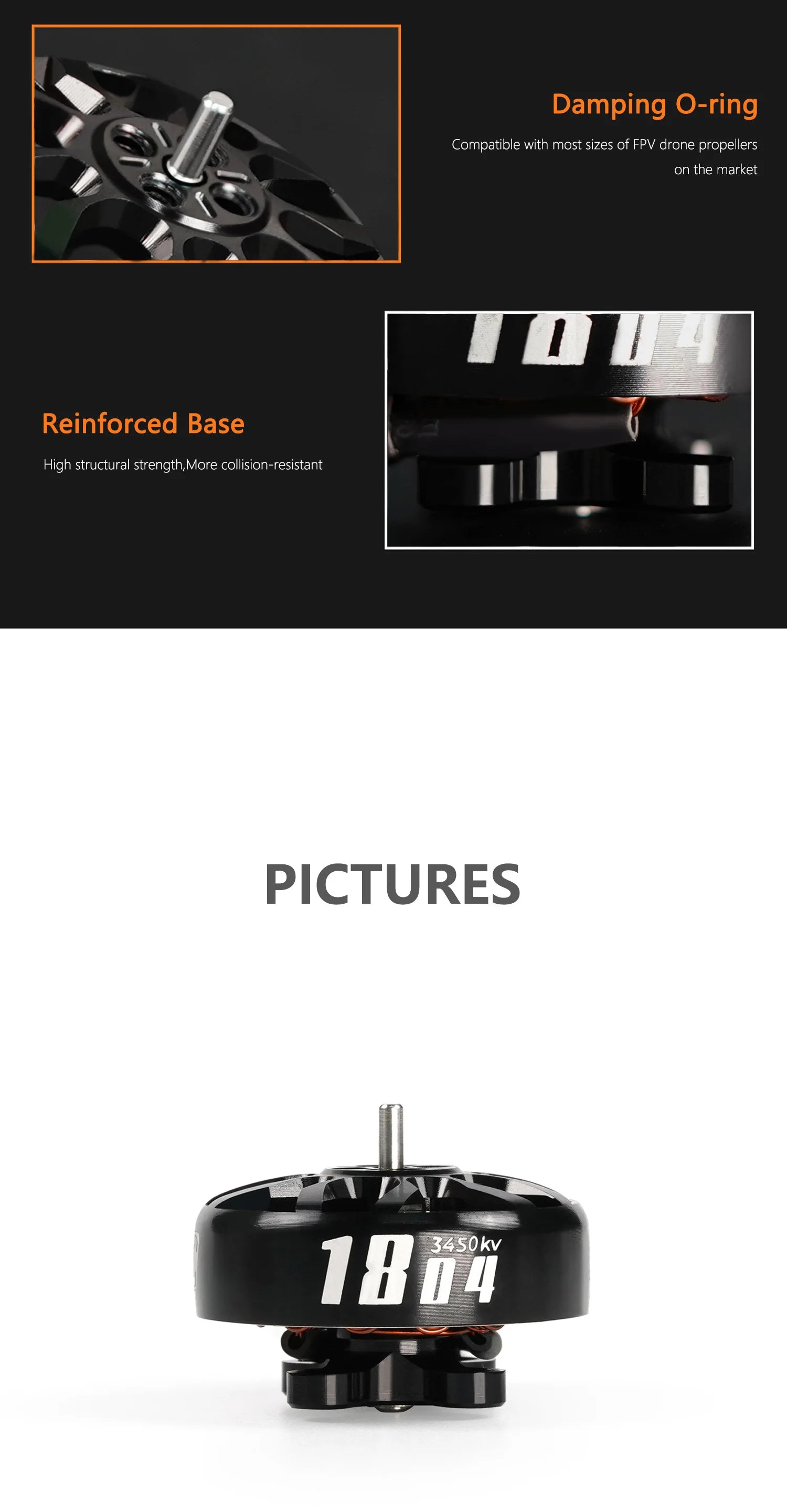 GEPRC SPEEDX2 1804 2450KV 3450KV Motor 4S 6S Rushless Motor for FPV RC Multicopter Racing Drone Parts DIY PARTS 15 GEPRC SPEEDX2 1804 2450KV 3450KV Motor, Damping O-ring Compatible with most sizes of FPV drone propellers on the