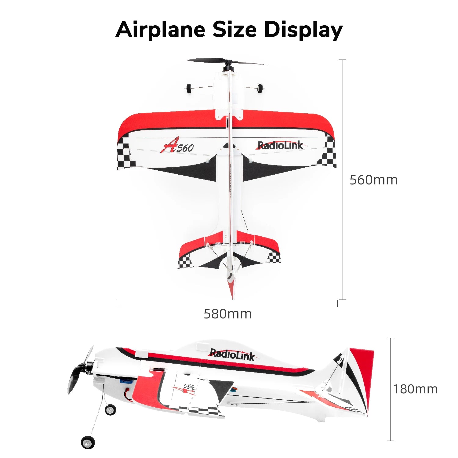 Radiolink A560 4CH RC Airplane - RTF PNP 3D EPP RC Plane Outdoor Indoor Long Range Remote Control for Adults Beginner Gift 18 Radiolink A560 4CH RC Airplane, Airplane Size Display '560 RadioLink 560mm 580mm 180mm