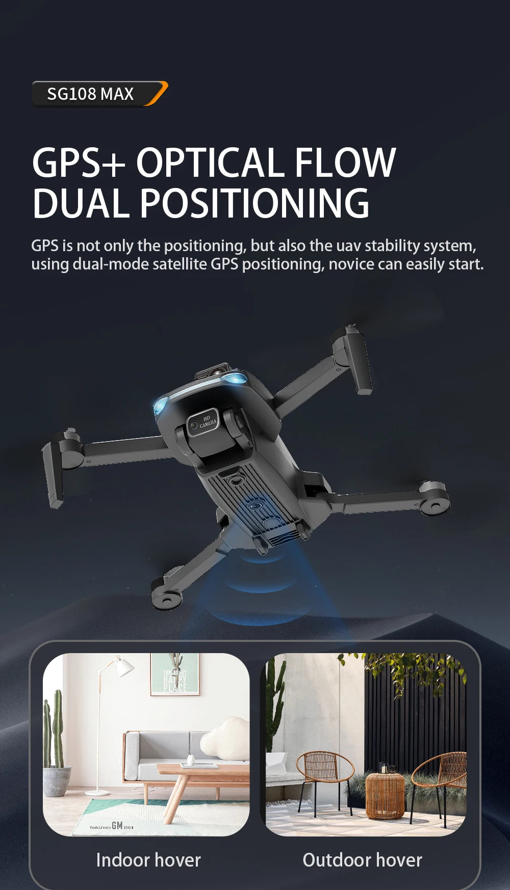 SG108 / SG108 Max Drone, SG108 MAX GPS+ OPTICAL FLOW DUAL POSITIONING